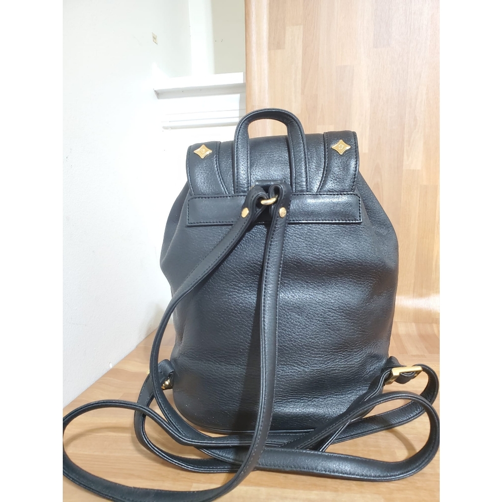 Mcm Leather Drawstring Backpack Bag Black - image 2